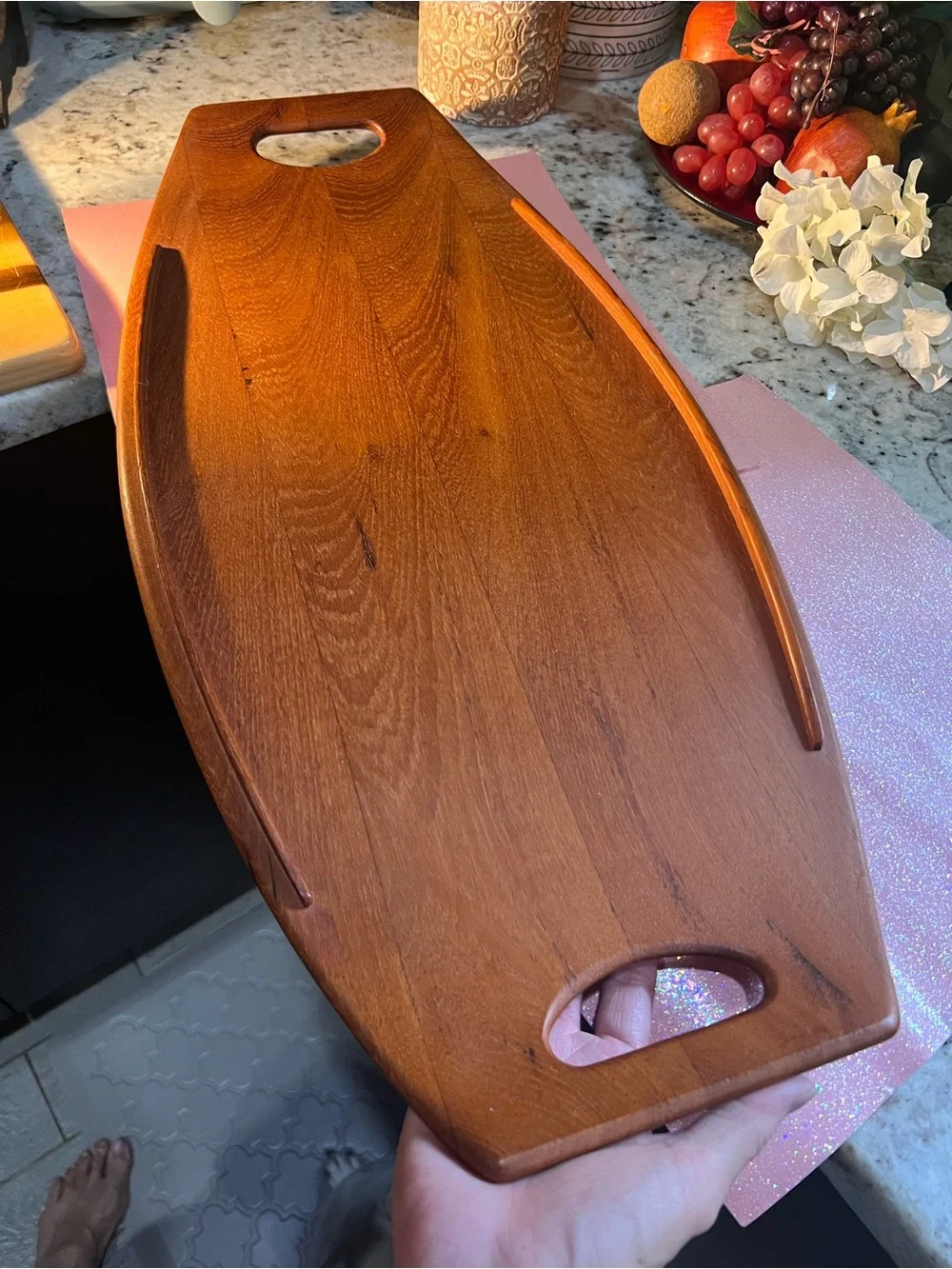 Vintage Dansk Oval Surfboard shaped teakwood Serving Tray